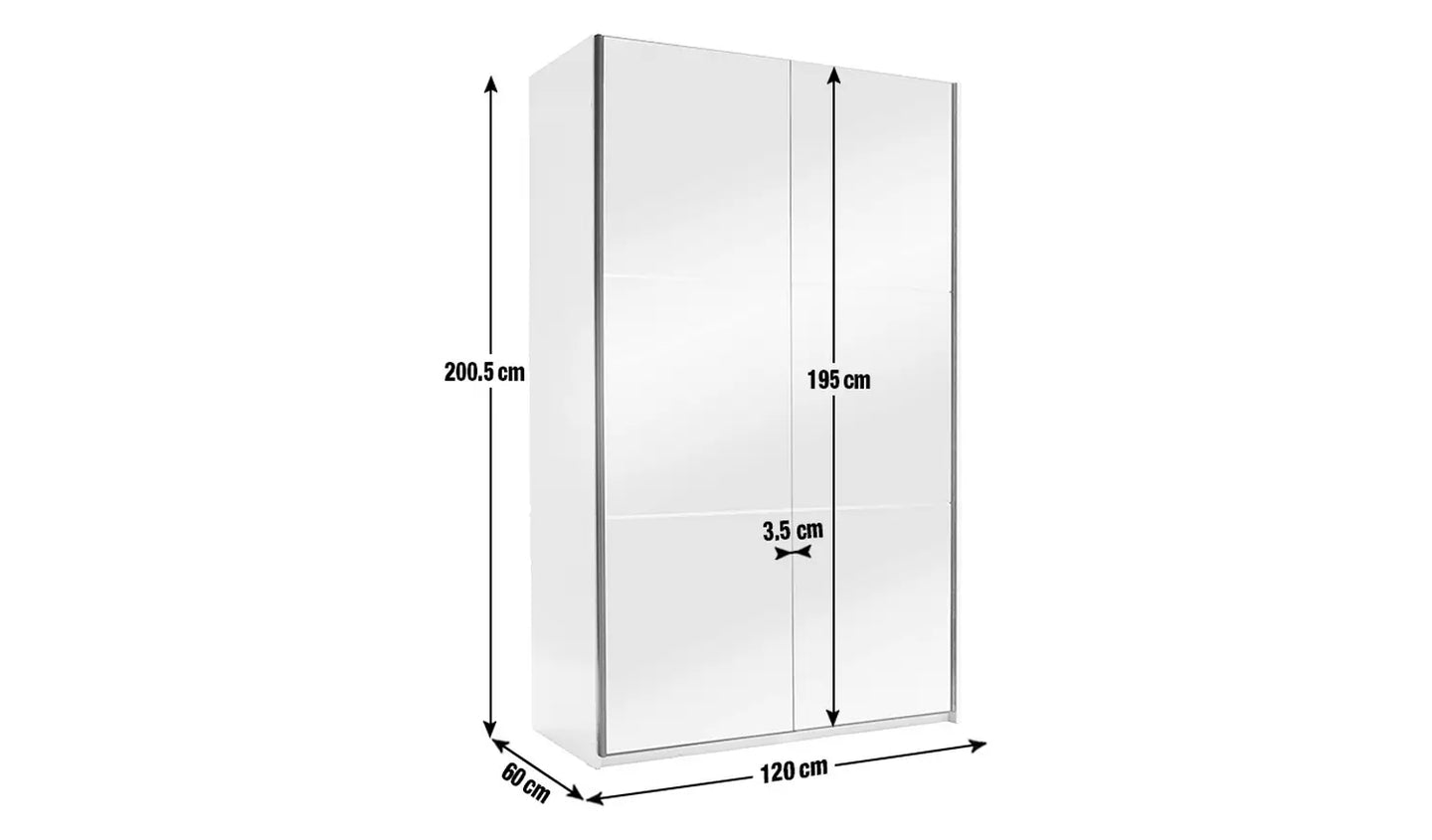 Assembled Habitat Sliding Holsted Mirrored Small Wardrobe - White